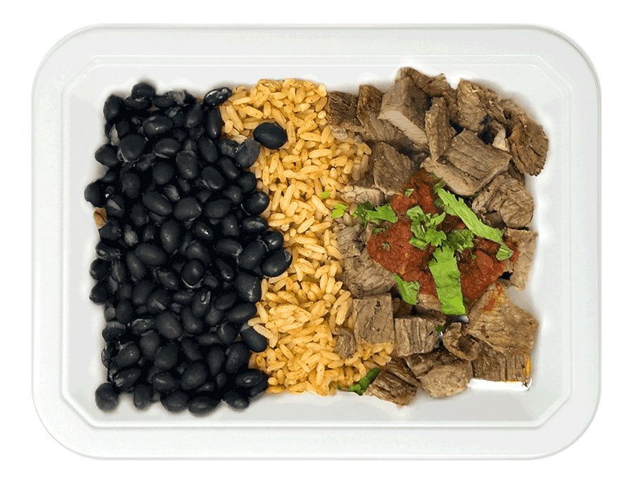 Rice & Black Beans and Diced Meat