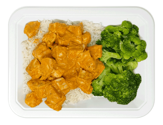 Rice & Pink Sauce Chicken with Broccoli